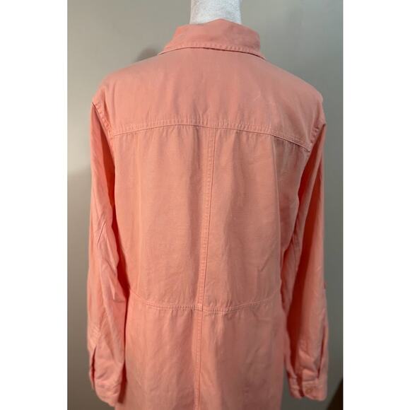 Soft Surroundings Peach Linen Blend Roll Tab Sleeve Shirt Dress Size Medium - Picture 6 of 9